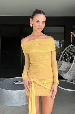 Benni Yasmin Mini Dress- Mustard- Size 6 for rent on The Volte - image 2