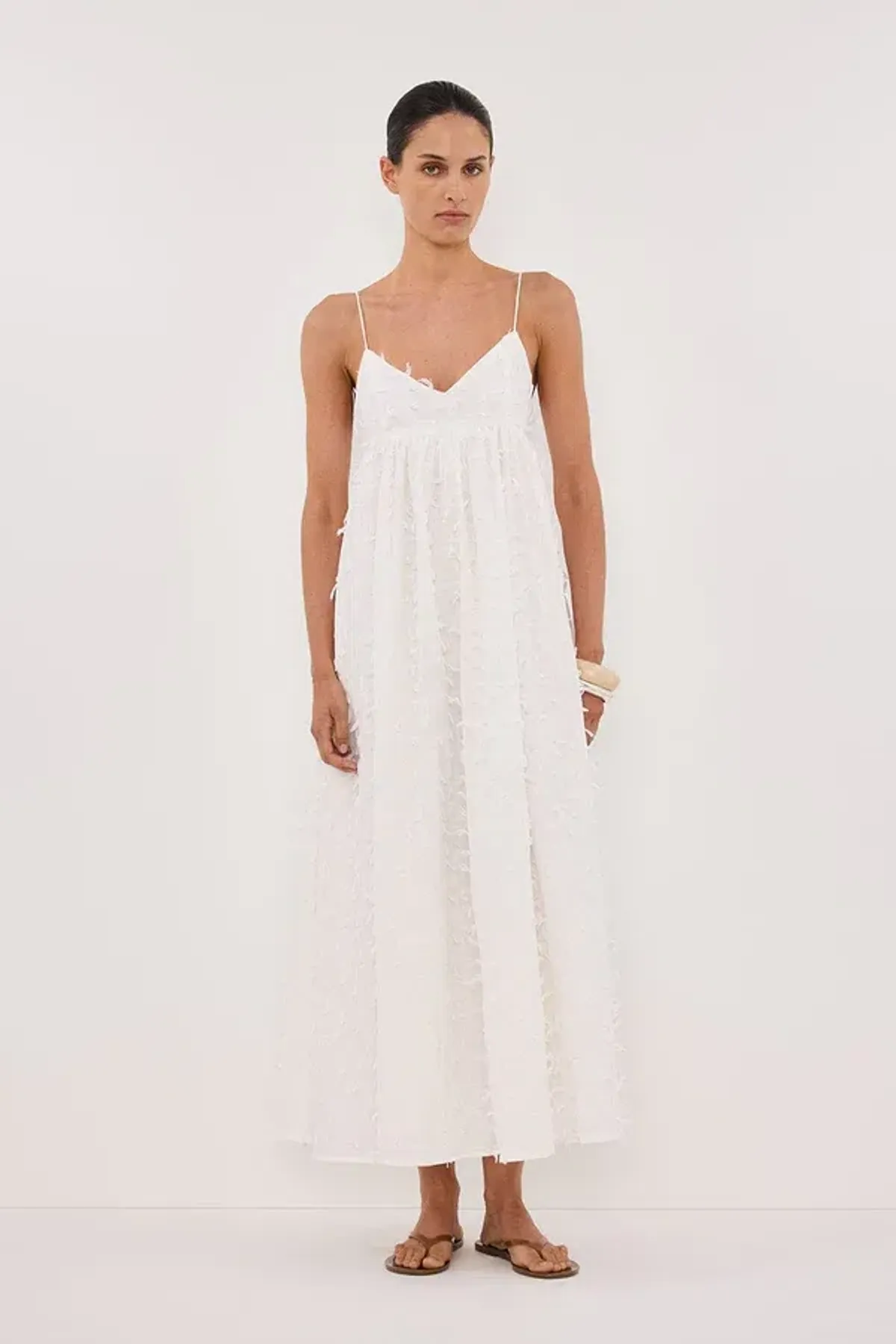 Dissh Paloma White Babydoll Midi Dress Size 10 - Image 1