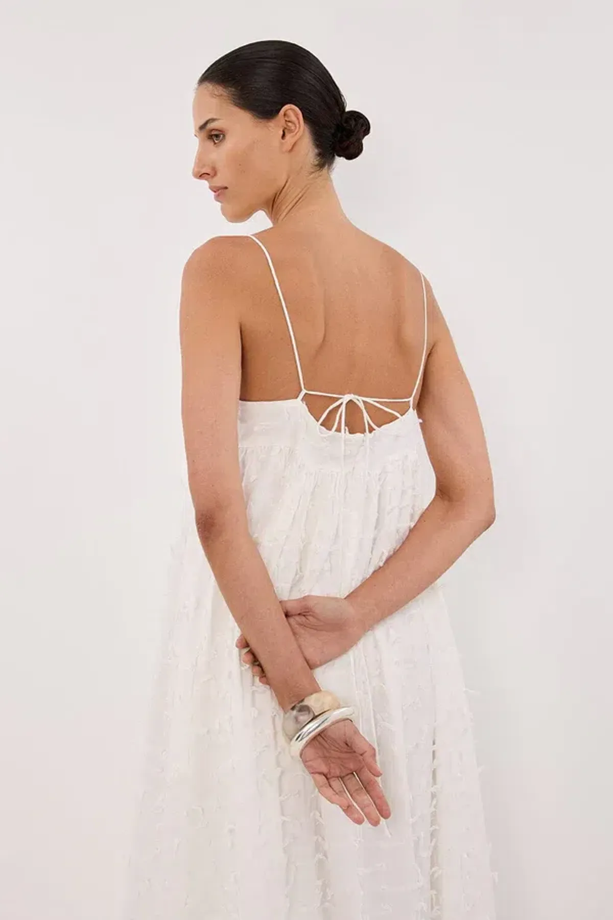 Dissh Paloma White Babydoll Midi Dress Size 10 - Image 2