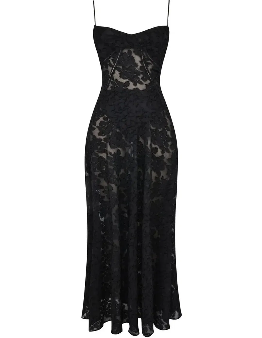House of CB Seren Floral Lace Back Maxi Dress Black Size 8 for rent on The Volte - main image