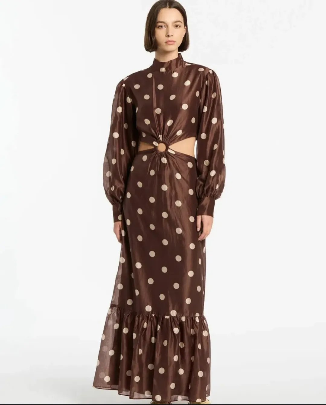 Sir The Label Vivi Long Sleeve Cut Out Brown Size AU 12 for rent on The Volte - main image