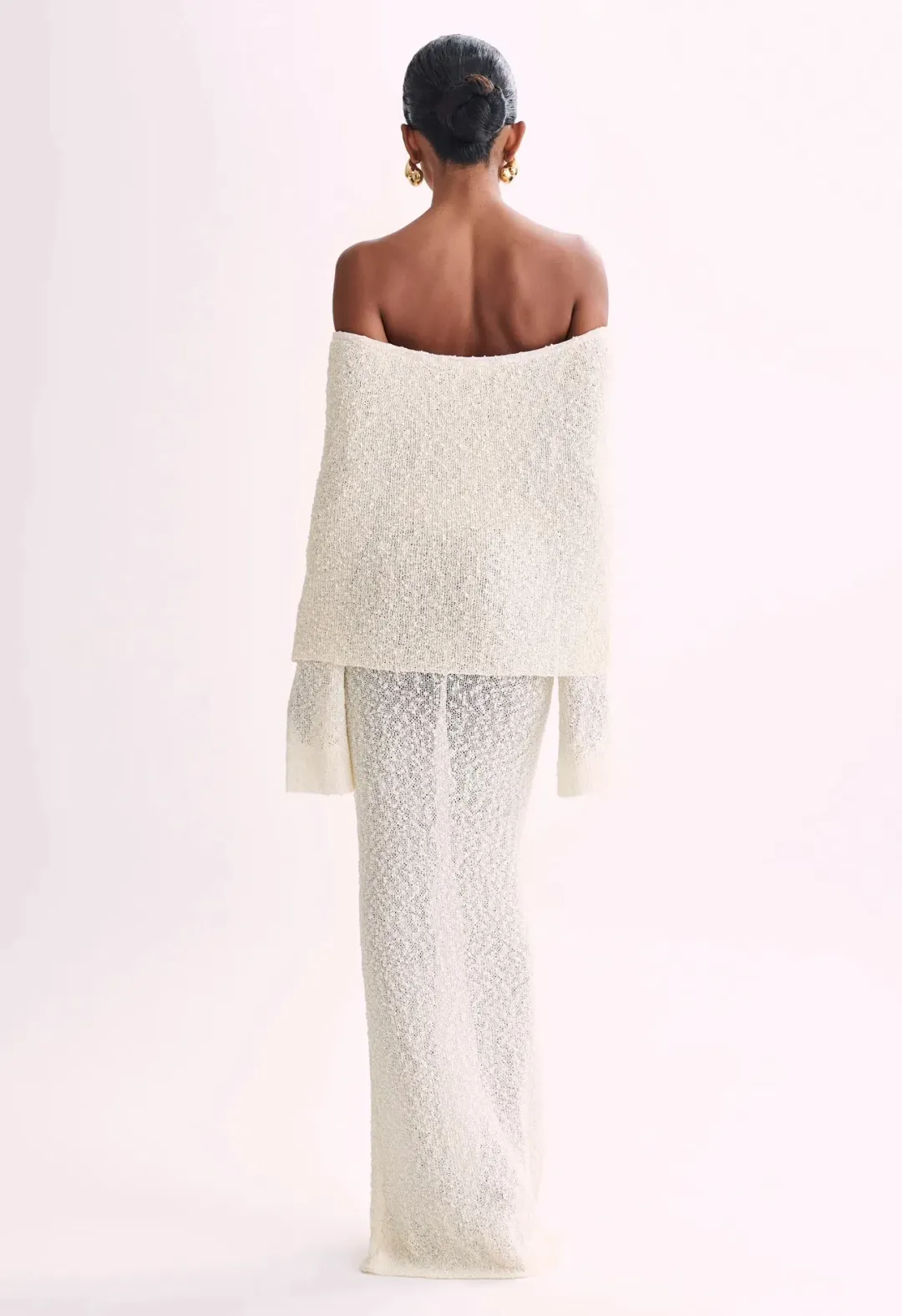 Meshki Marisol Off Shoulder Maxi Cream Size AU 8 for rent on The Volte - main image