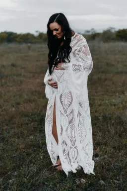 Co & Ry Everly Wrap Dress White Maxi One Size for rent on The Volte - image 3