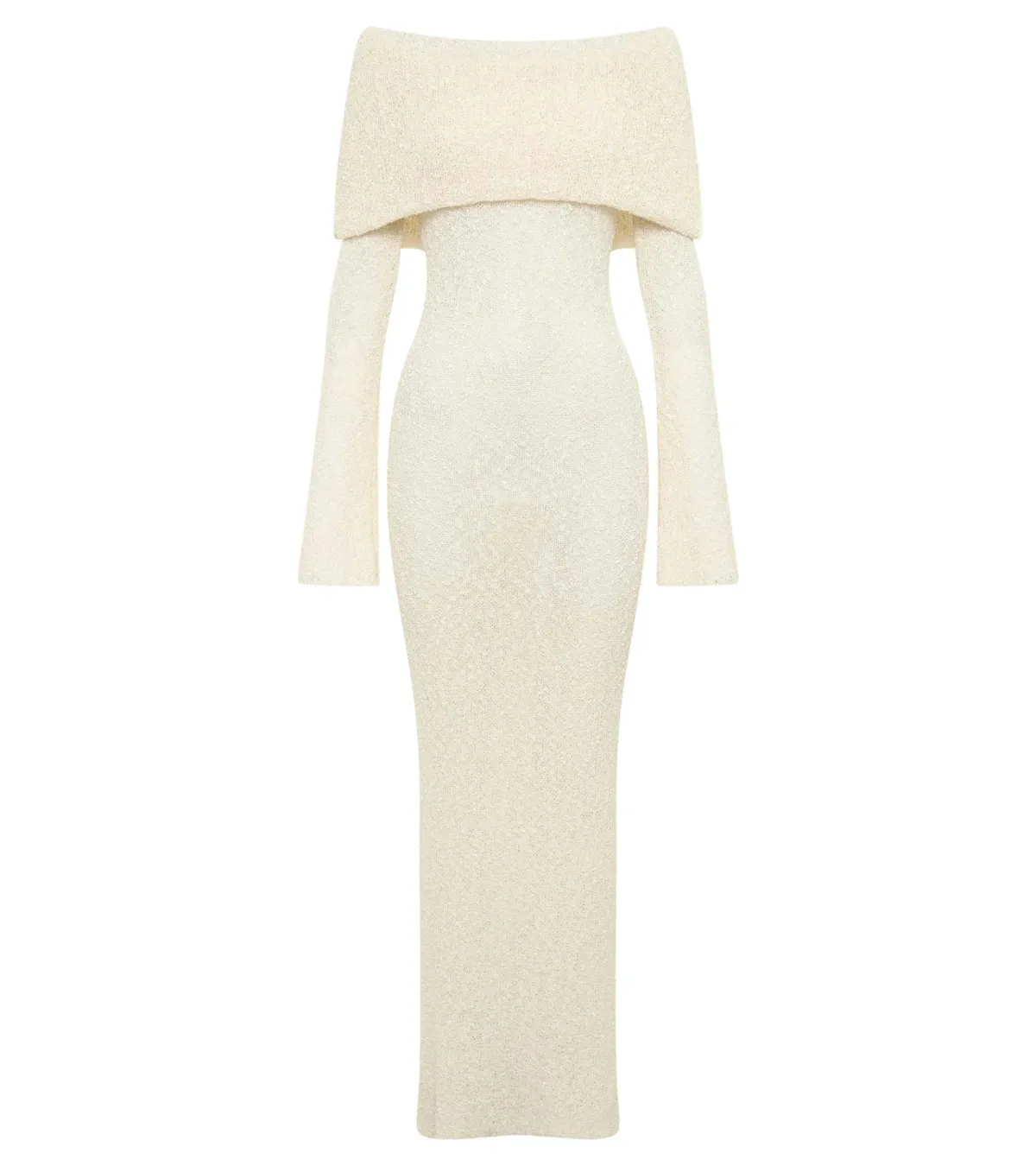 Meshki Marisol Off Shoulder Boucle Maxi Dress Cream Size XL / Aus 14 - Image 4