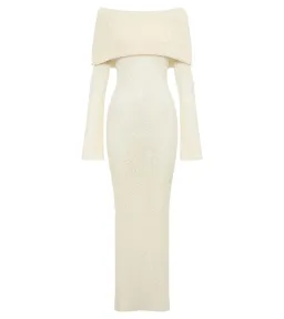 Meshki Marisol Off Shoulder Boucle Maxi Dress Cream Size XL / Aus 14 for rent on The Volte - image 4