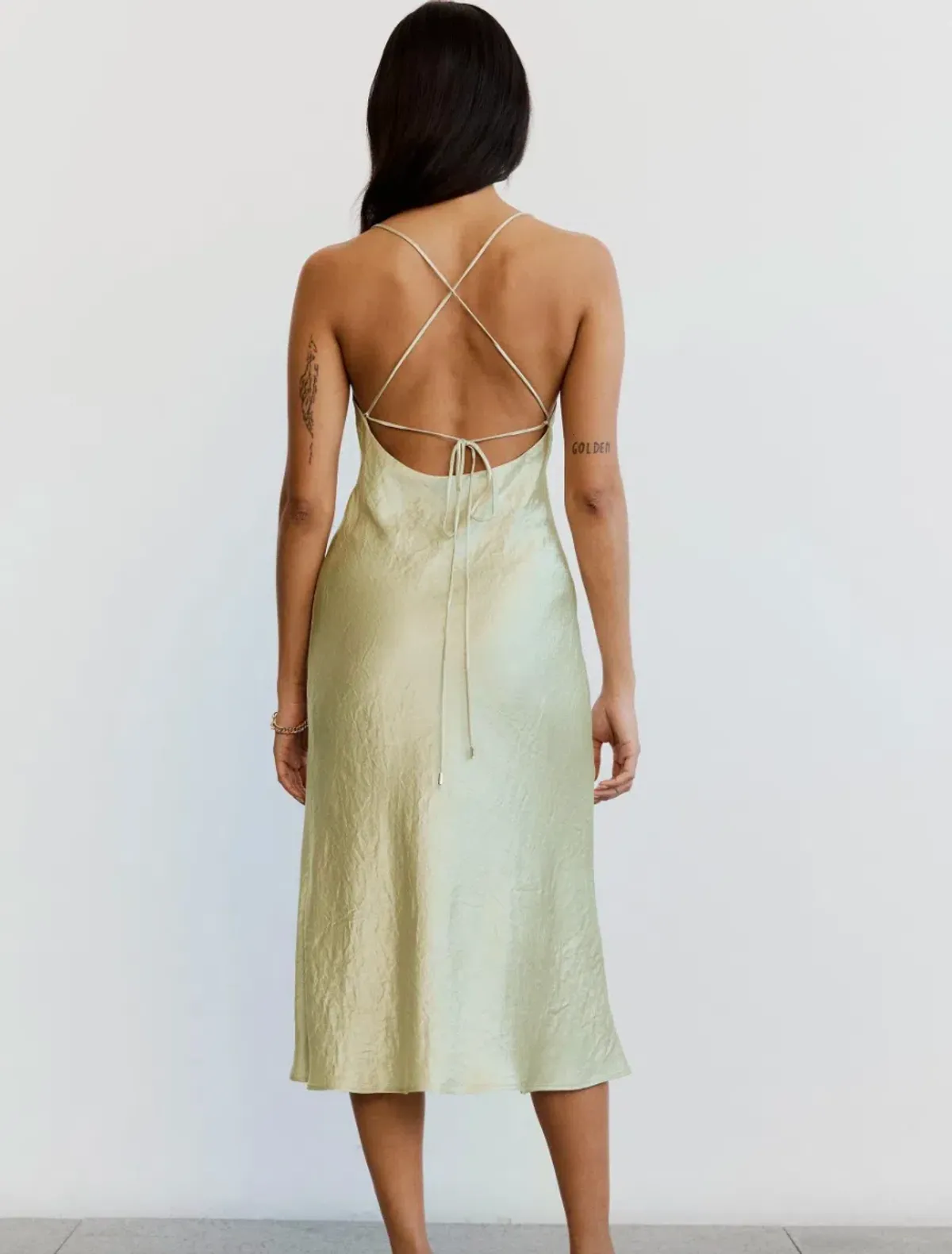 Crush Bias Cowl Slip Champagne Midi Size AU 8 - Image 2