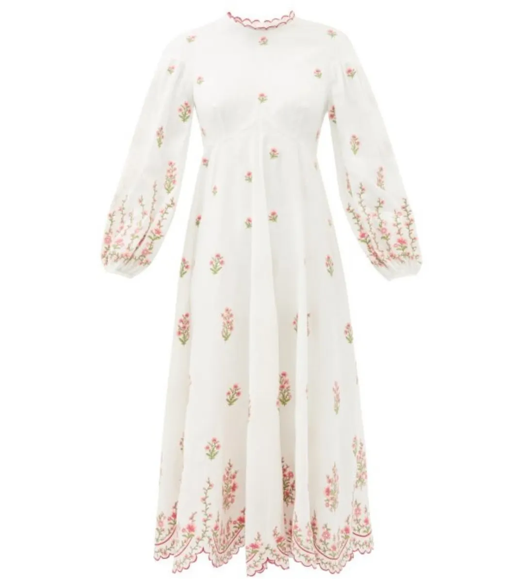 Zimmermann Poppy Floral-Embroidered Linen-Blend Midi Dress White Size 3/AU 14 for rent on The Volte - main image
