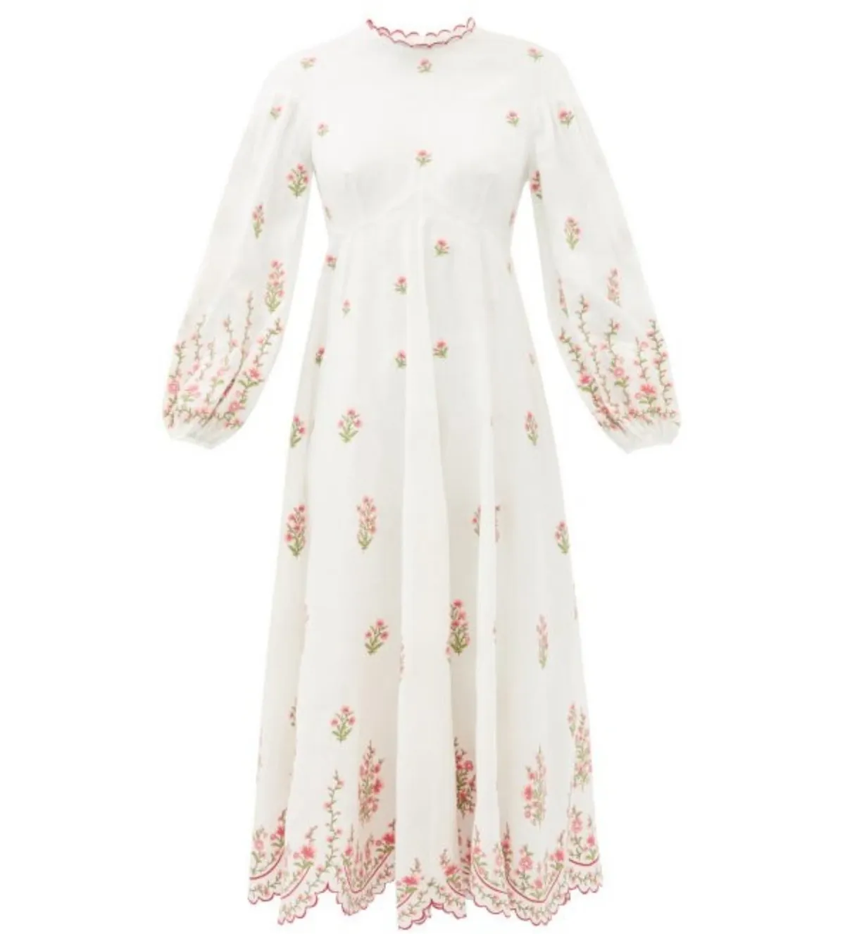 Zimmermann Poppy Floral-Embroidered Linen-Blend Midi Dress White Size 3/AU 14 - Image 7