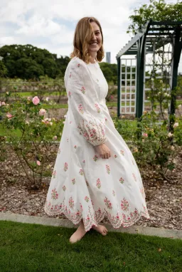 Zimmermann Poppy Floral-Embroidered Linen-Blend Midi Dress White Size 3/AU 14 for rent on The Volte - image 1