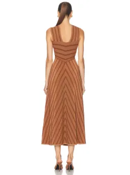 Zimmermann Illuminate Halter Midi Dress in Metallic Bronze Stripe Size 1 / AU 10 for rent on The Volte - image 3