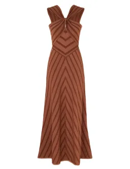 Zimmermann Illuminate Halter Midi Dress in Metallic Bronze Stripe Size 1 / AU 10 for rent on The Volte - image 4