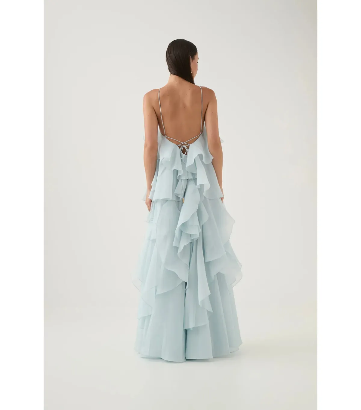 Aje Pandorea Layered Maxi Dress in Silver Blue Size AU 8 - Image 4