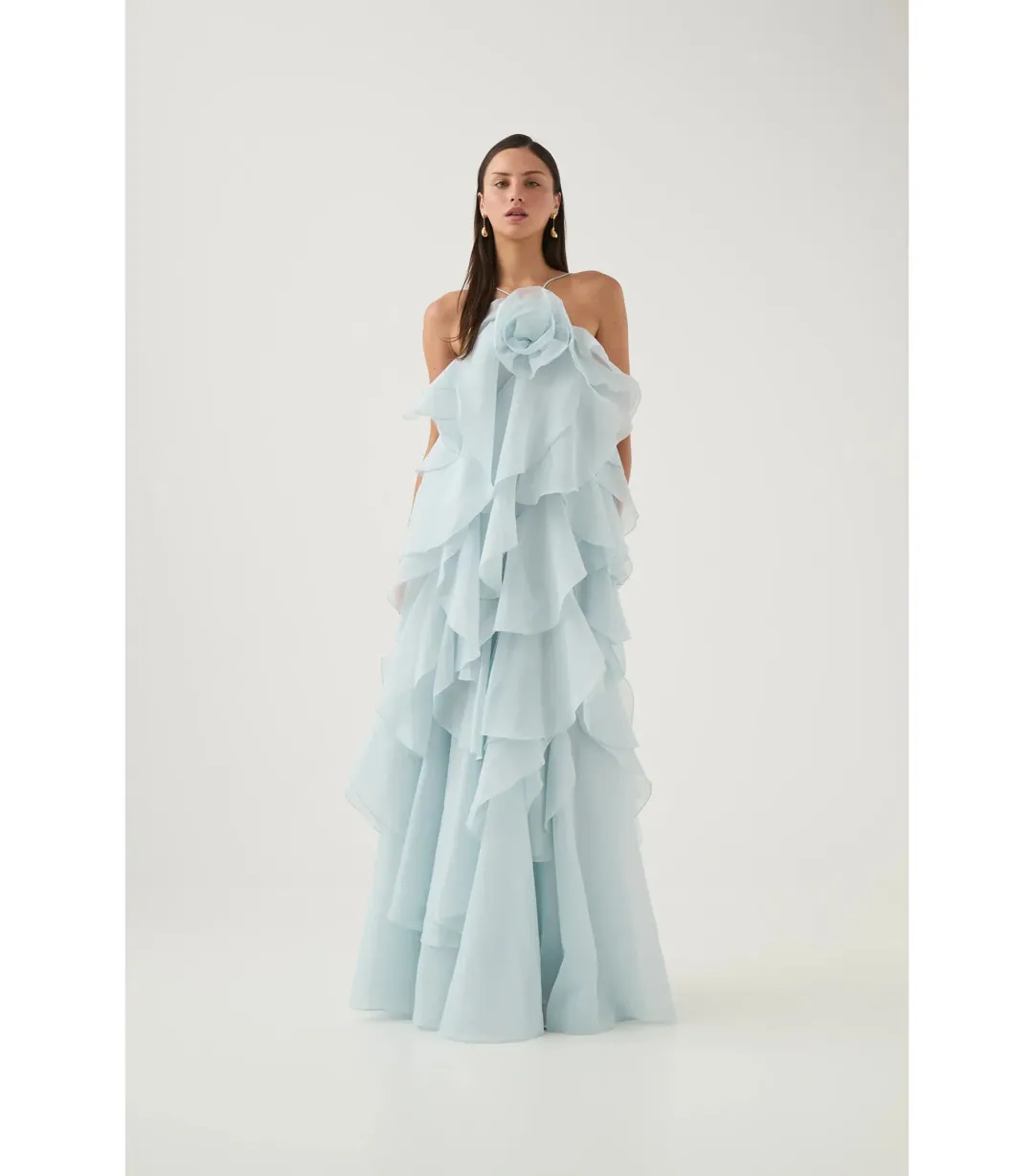 Aje Pandorea Layered Maxi Dress in Silver Blue Size AU 8 for rent on The Volte - main image