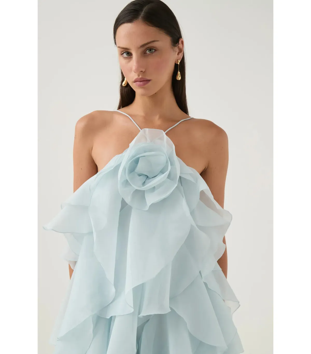 Aje Pandorea Layered Maxi Dress in Silver Blue Size AU 8 - Image 3