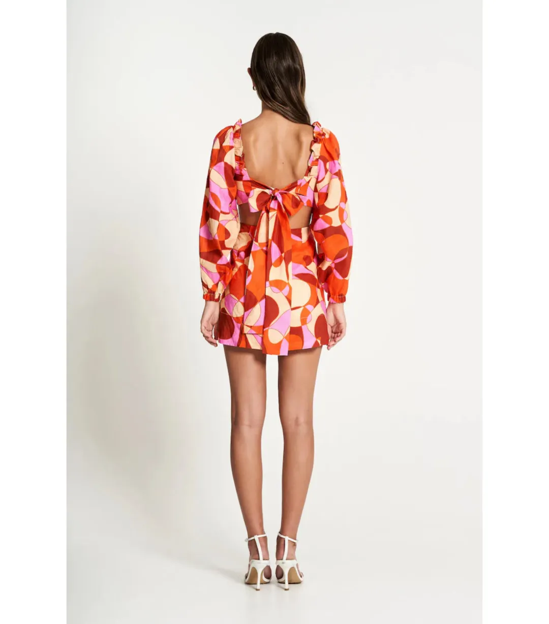 Sofia The Label Goldie Cut Out Mini Dress Retro Print Size AU 8 for rent on The Volte - main image