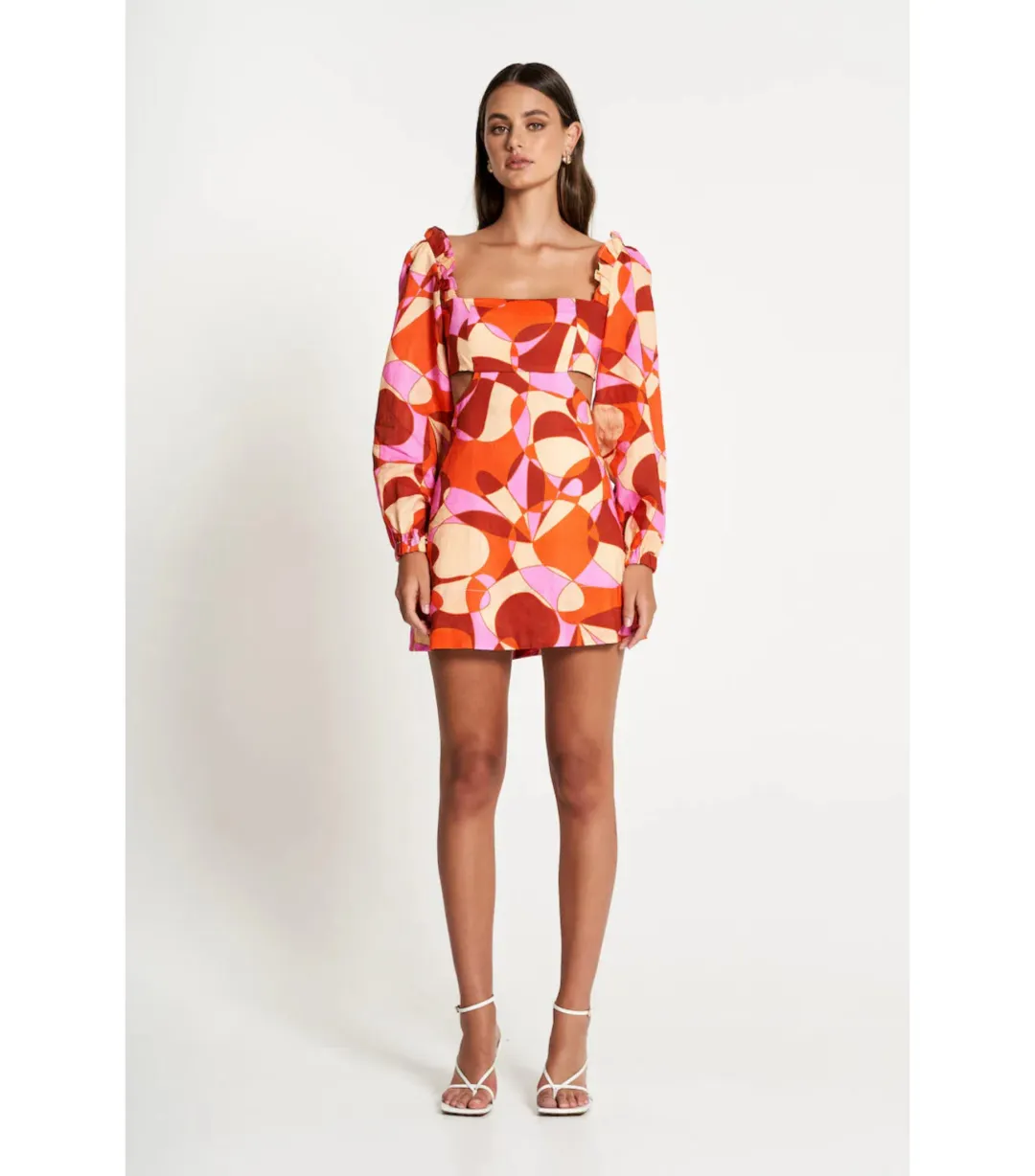 Sofia The Label Goldie Cut Out Mini Dress Retro Print Size AU 8 for rent on The Volte - main image