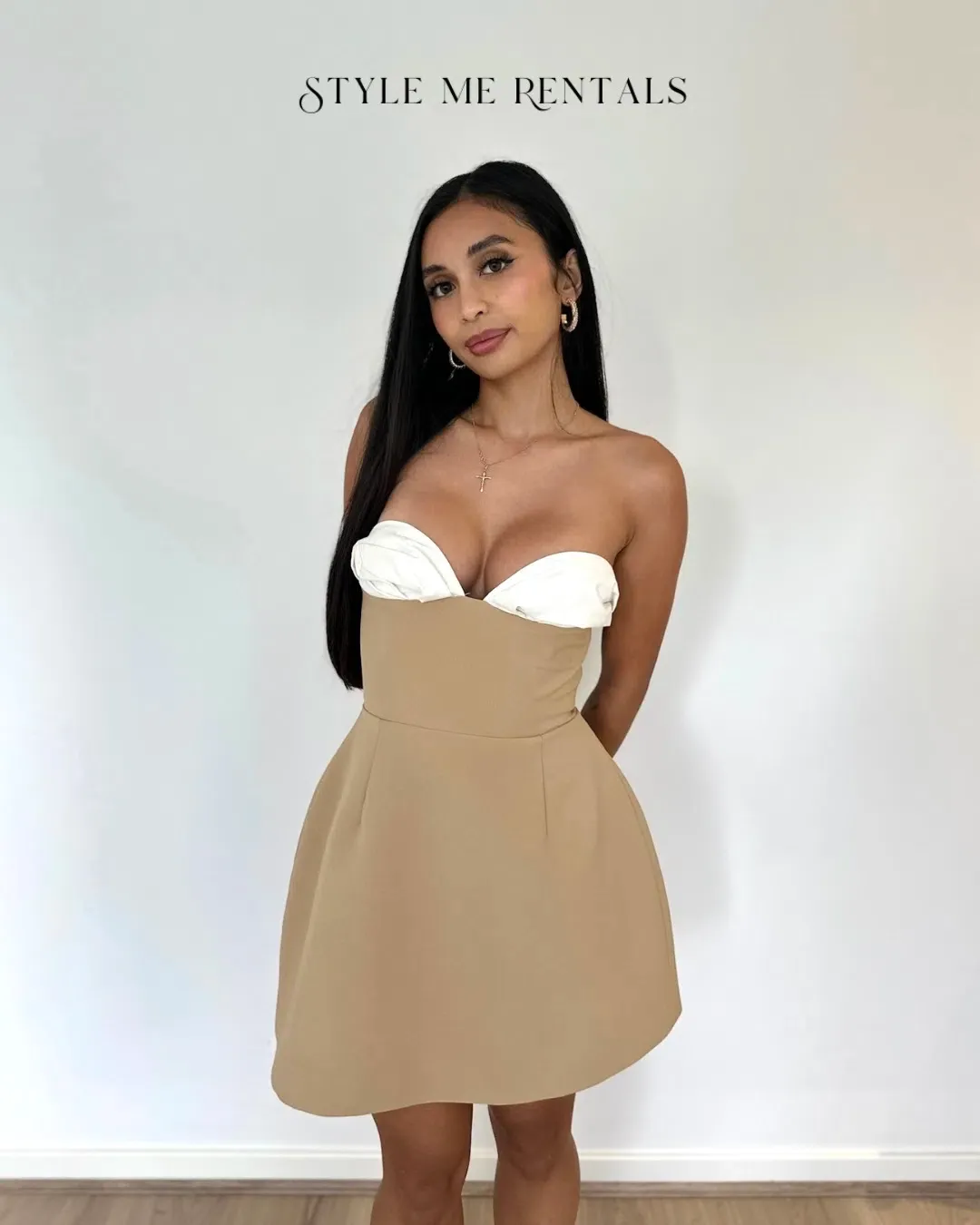 Odd Muse The Ultimate Muse Bardot Mini Dress Camel Size M / AU 10 for rent on The Volte - main image