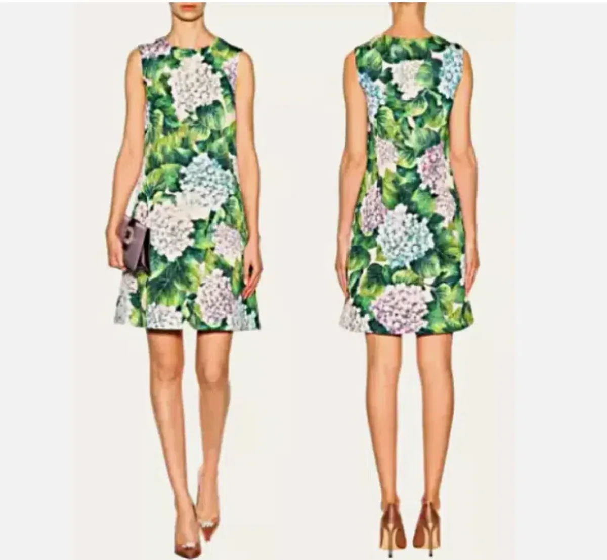 Dolce & Gabbana Hydrangea Print Shift Mini Dress Floral Size 6 - Image 2