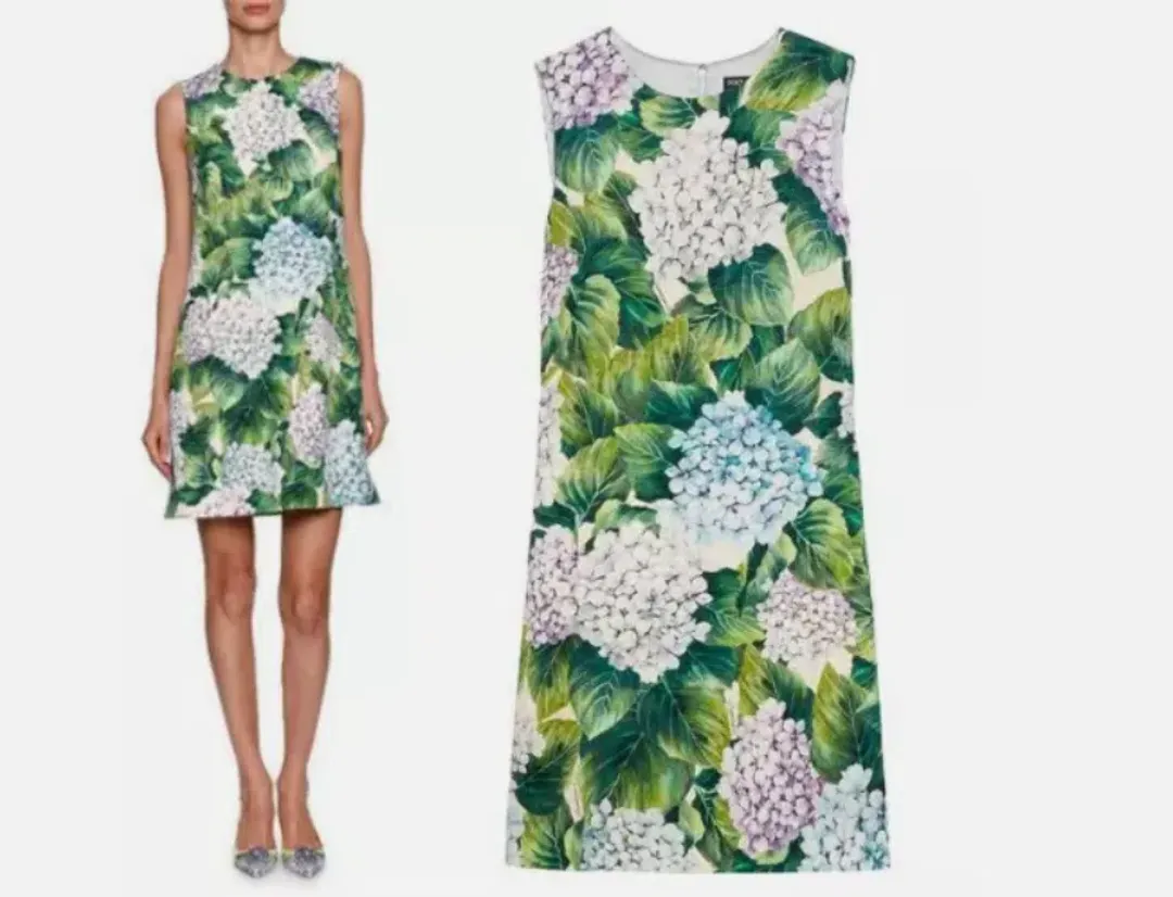 Dolce & Gabbana Hydrangea Print Shift Mini Dress Floral Size 6 for rent on The Volte - main image