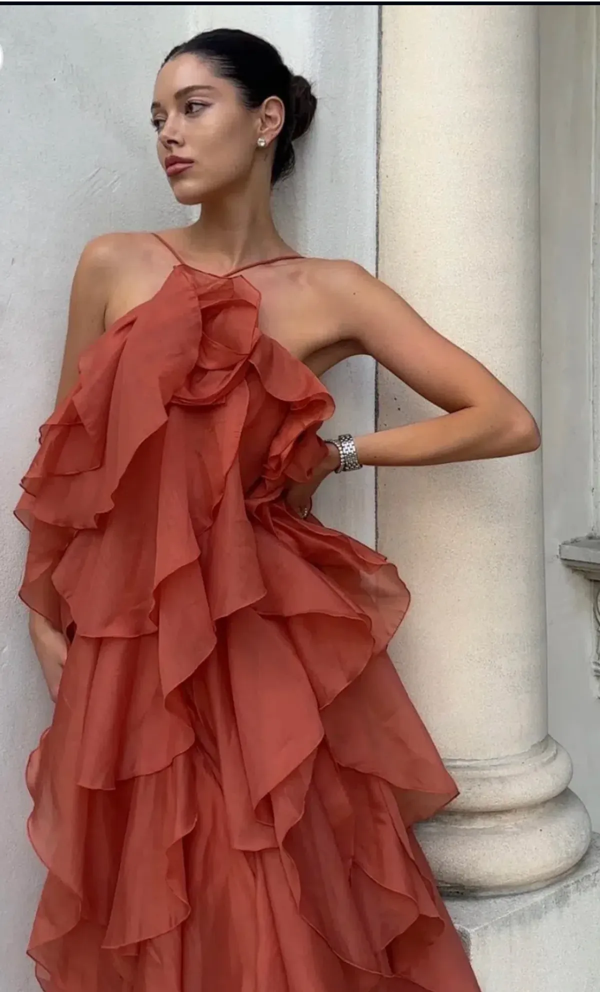 Aje Pandorea Maxi Dress Coral Clay Size 16 - Image 3