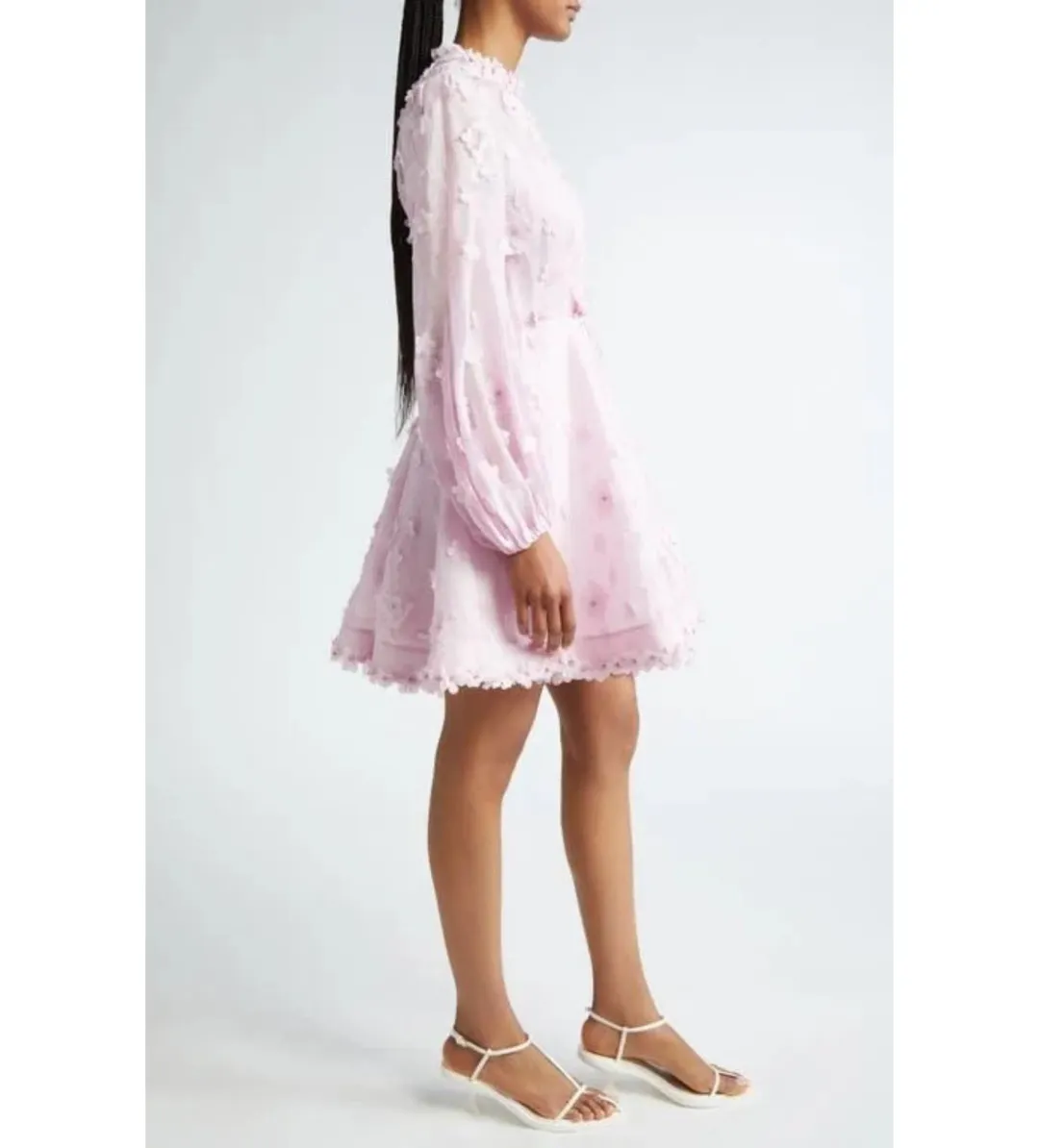 Zimmermann Matchmaker Lift Off Linen and Silk Mini Dress Pink Size 0P/AU 6 for rent on The Volte - main image