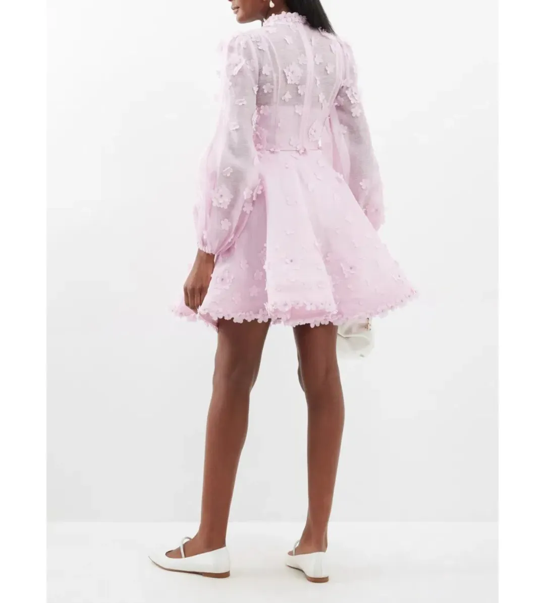 Zimmermann Matchmaker Lift Off Linen and Silk Mini Dress Pink Size 0P/AU 6 for rent on The Volte - main image