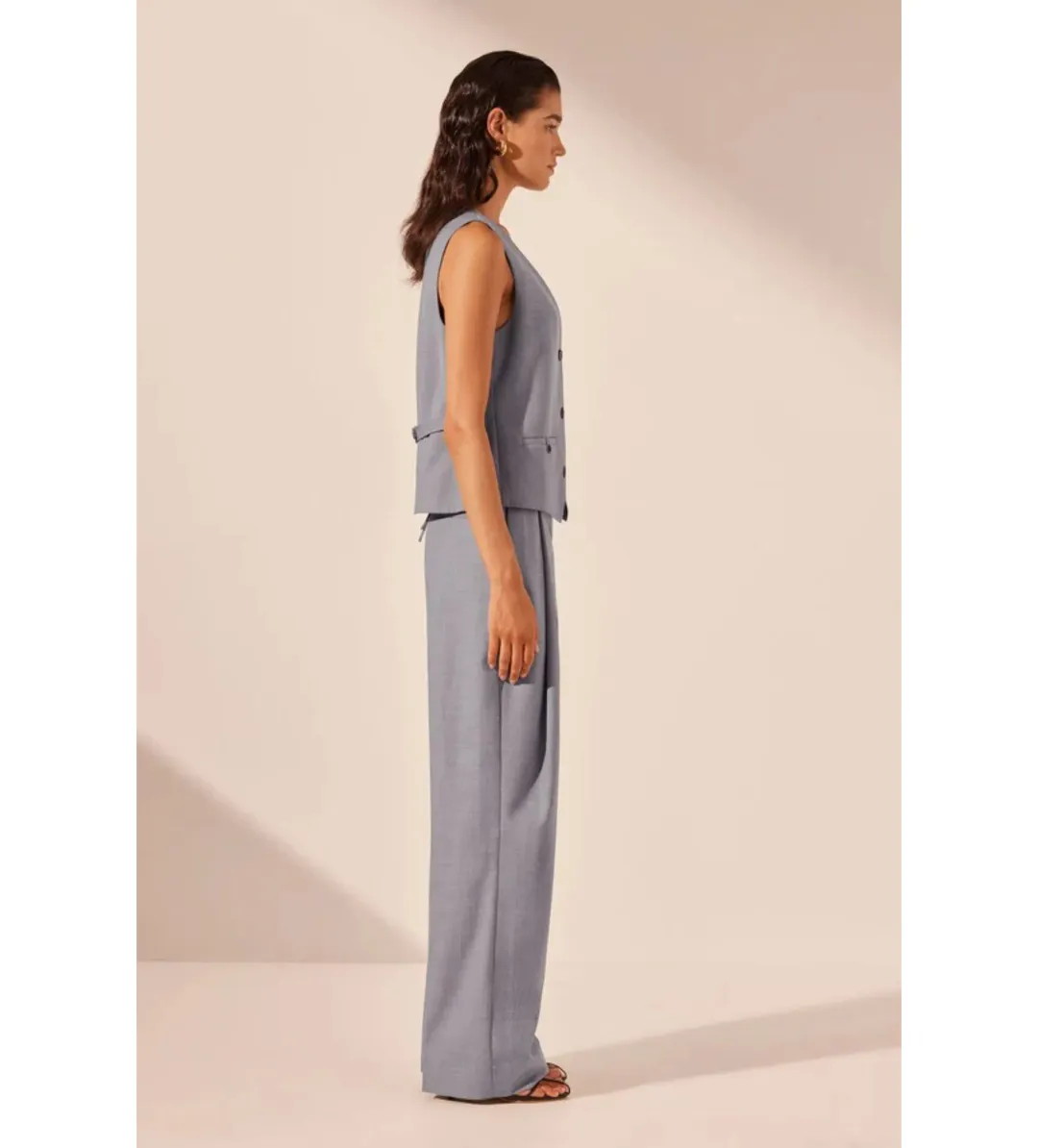 Shona Joy Asher Oversized Tailored Vest in Steel Grey Size AU 8 for rent on The Volte - main image