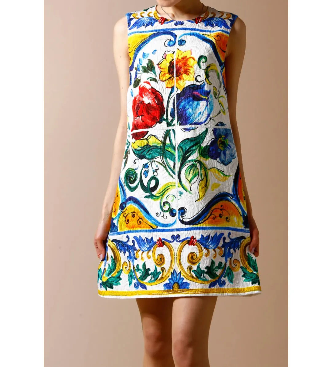 Dolce & Gabbana Majolica Print Mini Dress Multi Size AU 6 for rent on The Volte - main image