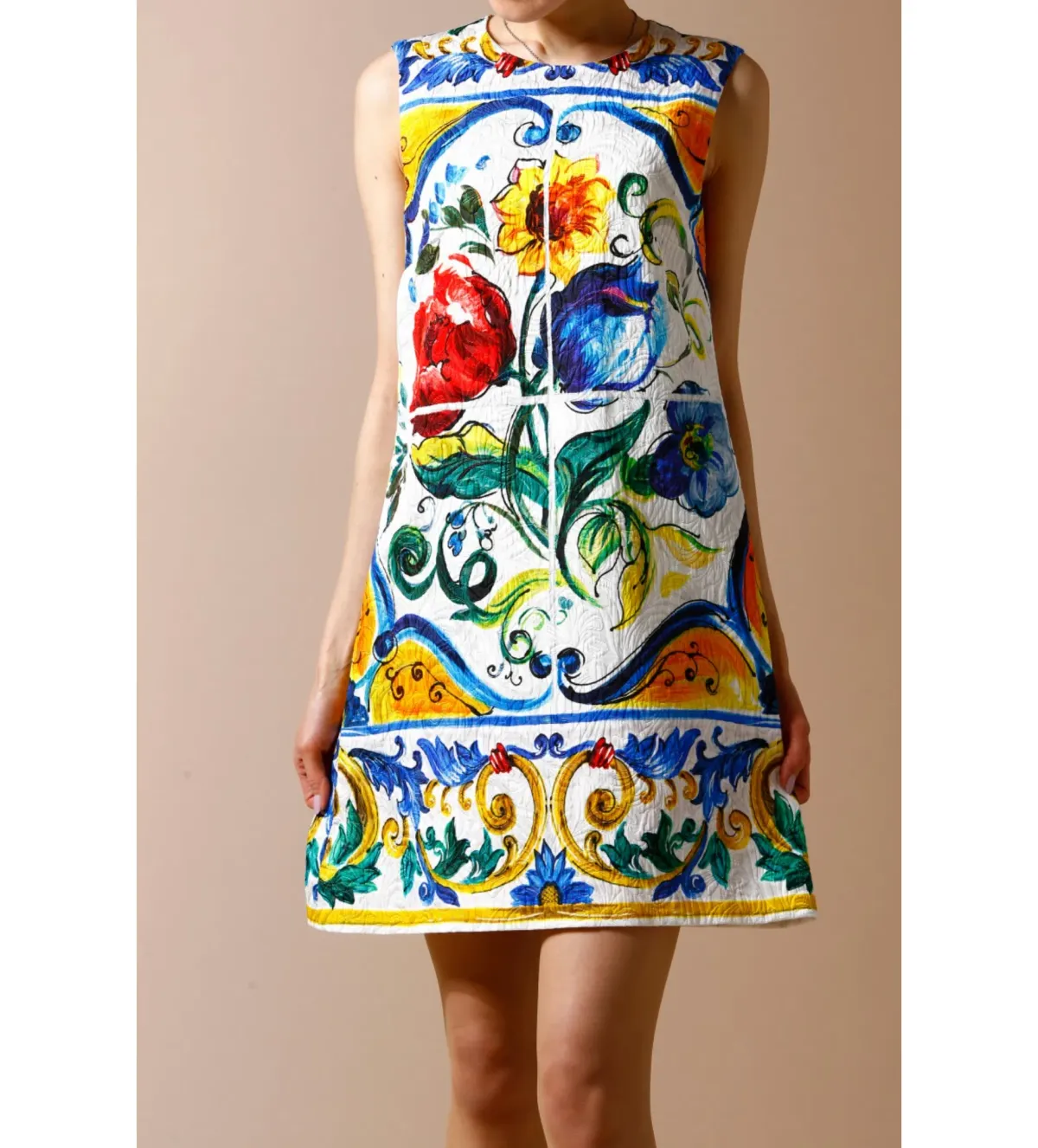 Dolce & Gabbana Majolica Print Mini Dress Multi Size AU 6 - Image 1