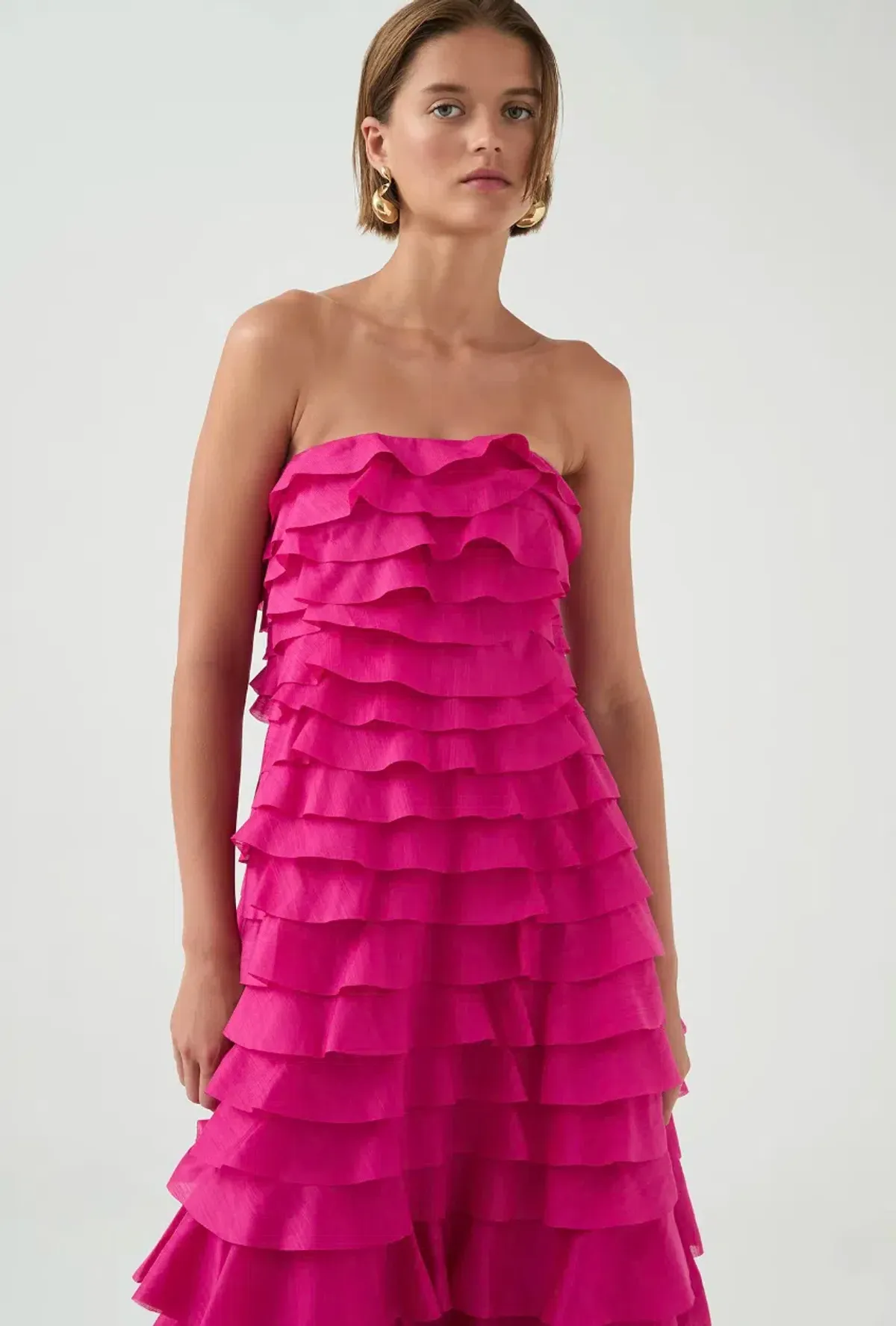 Aje Fleur Pleated Gown Magenta Size 10 - Image 5