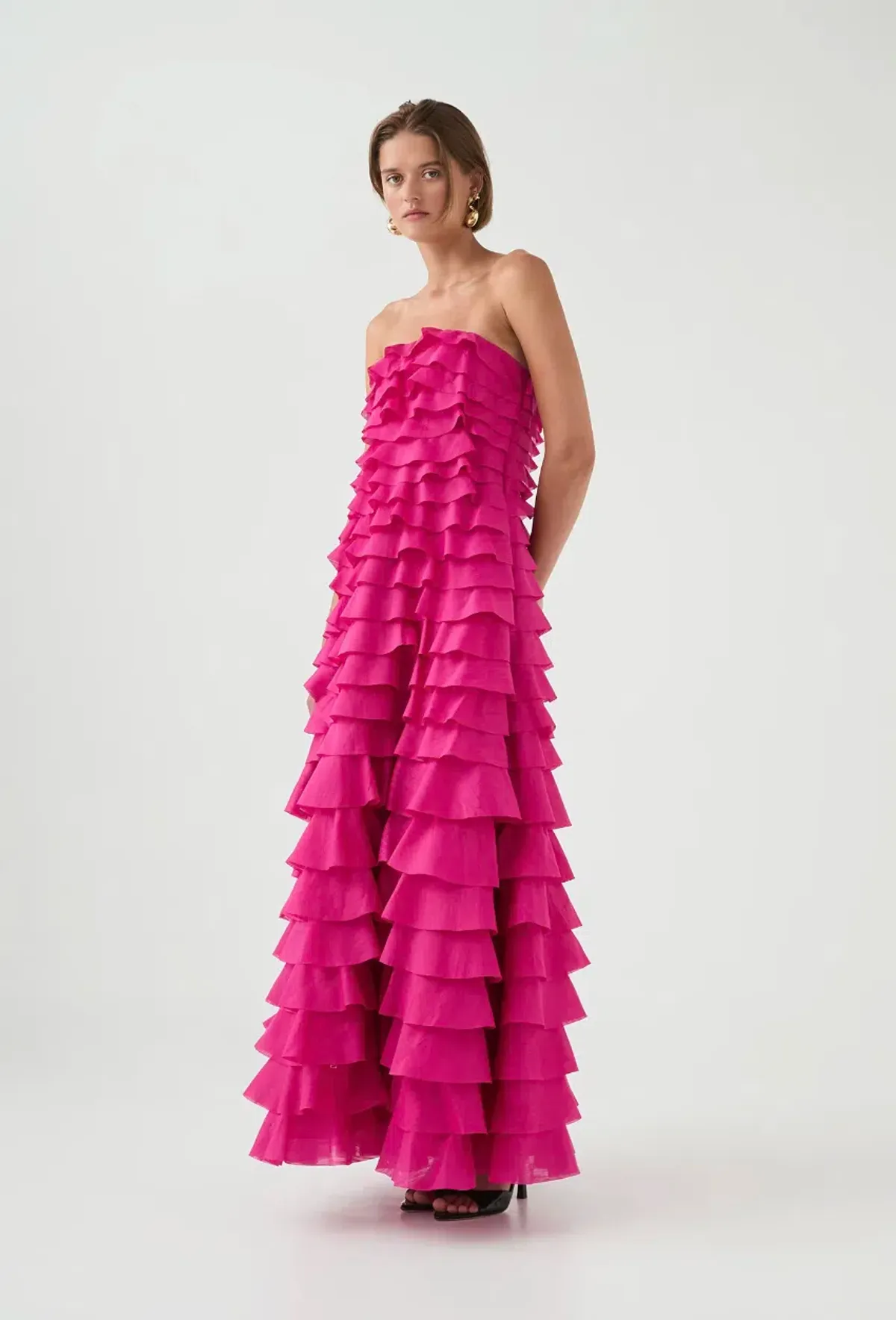 Aje Fleur Pleated Gown Magenta Size 10 - Image 9