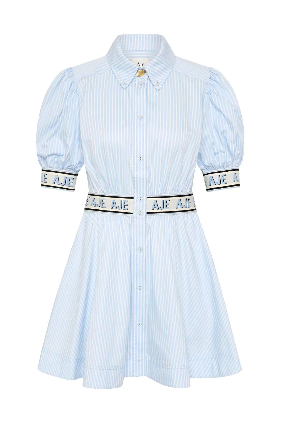 Aje Harling Logo Mini Dress in Muted Sky Size AU 8 for rent on The Volte - main image