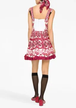 Dolce & Gabbana Majolica-print Sleeveless Bustier Mini Dress In Fucsia Size 8 With Majolica Print Headband for rent on The Volte - image 2