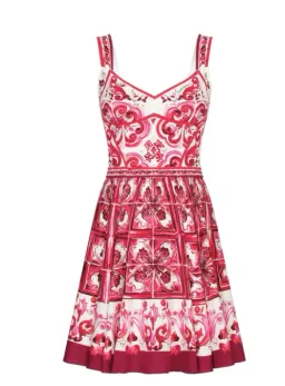 Dolce & Gabbana Majolica-print Sleeveless Bustier Mini Dress In Fucsia Size 8 With Majolica Print Headband for rent on The Volte - image 3