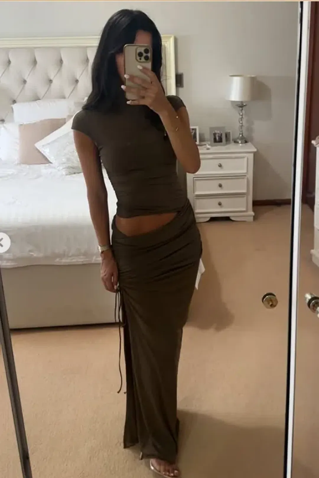 Benni Milo Mesh Maxi in Mushroom Size S/AU 8 for rent on The Volte - main image