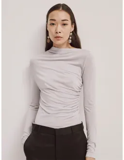 Ninety Percent Iphis Draped Long Sleeve Top in Enoki Mushroom Size M/ AU 12 for rent on The Volte - image 2