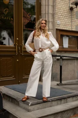 Zimmermann Golden Tuck Pant in Ivory Size 1 / AU 10 for rent on The Volte - image 1