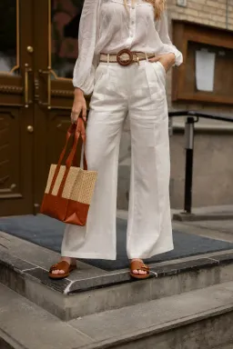 Zimmermann Golden Tuck Pant in Ivory Size 1 / AU 10 for rent on The Volte - image 3