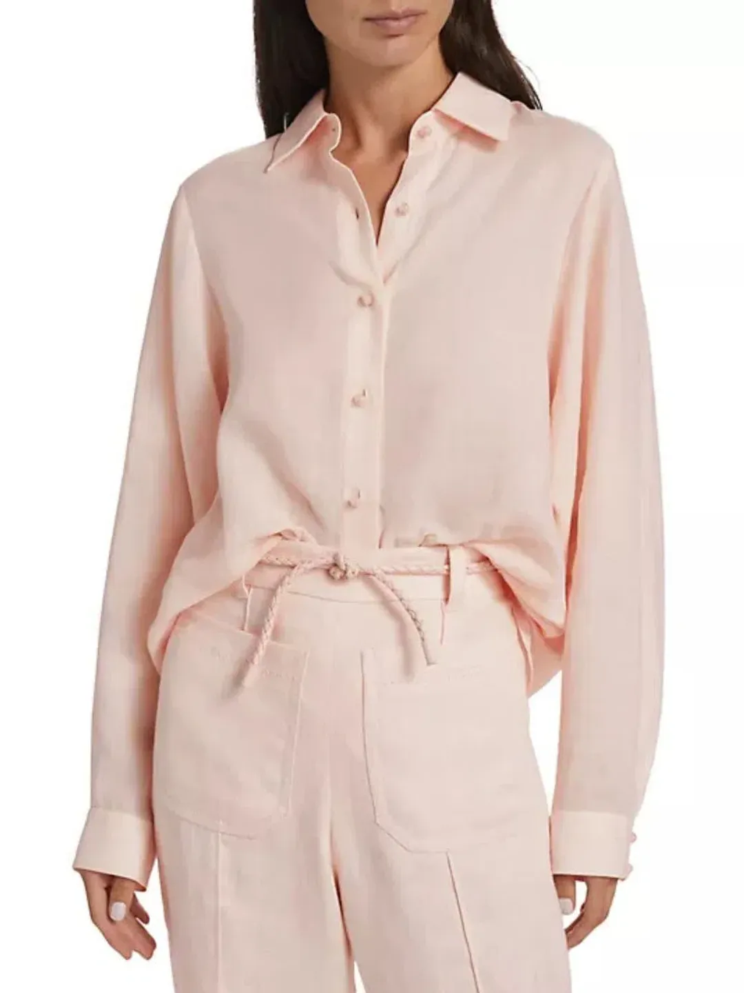 Zimmermann Crush Oversized Shirt in Pink Size 1 / AU 10 for rent on The Volte - main image