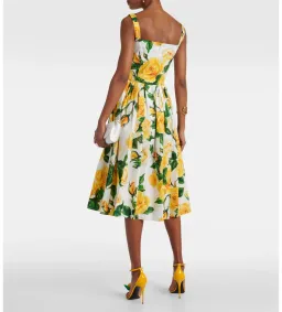 Dolce&Gabbana Rose Print Cotton Poplin Midi Dress AU 10 for rent on The Volte - image 2