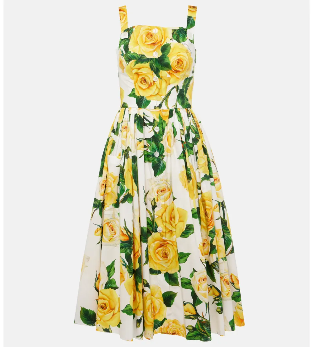 Dolce&Gabbana Rose Print Cotton Poplin Midi Dress AU 10 for rent on The Volte - main image