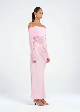 Benni Yasmin Off Shoulder Maxi Dress Baby Pink Size 10 for rent on The Volte - image 2