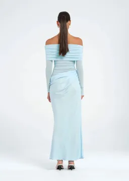 Benni Yasmin Off Shoulder Maxi Dress Baby Blue Size AU 10 for rent on The Volte - image 3