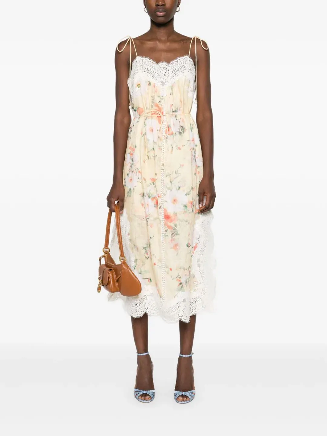 Zimmermann Everley Lace Slip Midi Dress Yellow Size 4 / AU 16 for rent on The Volte - main image