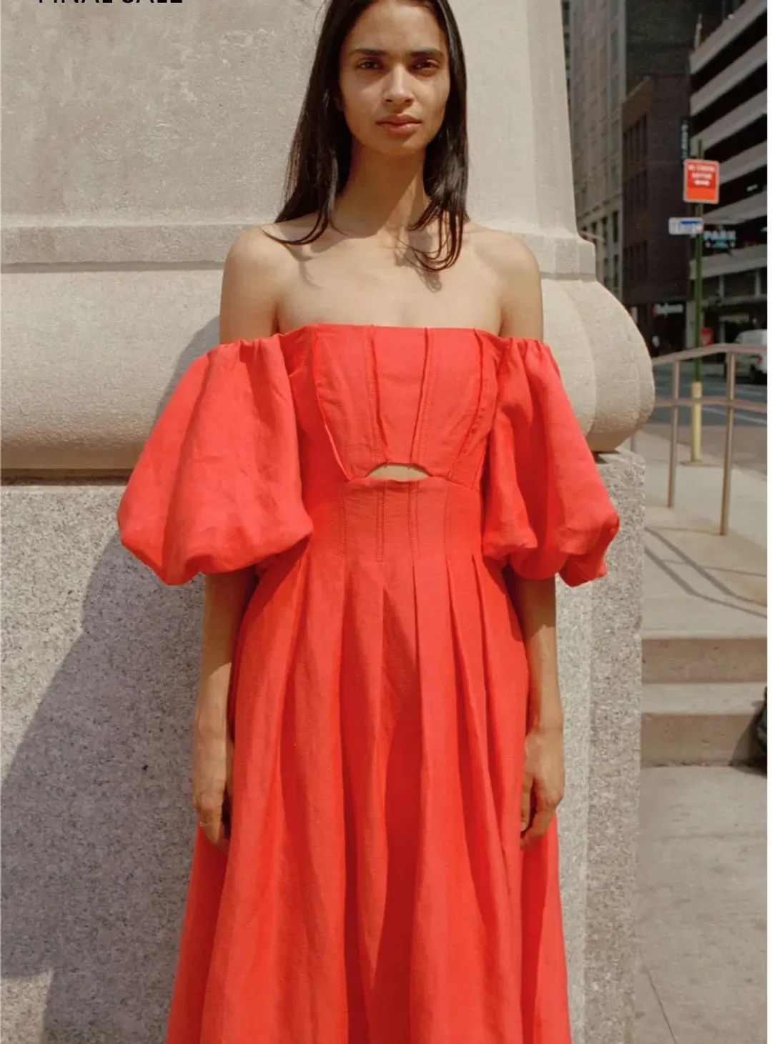 Aje Eugenie Midi Red Dress Size 8 for rent on The Volte - main image