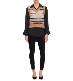 Ganni V-Neck Soft Wool Stripe Sleeveless Vest Size L/ AU 12 for rent on The Volte - image 3