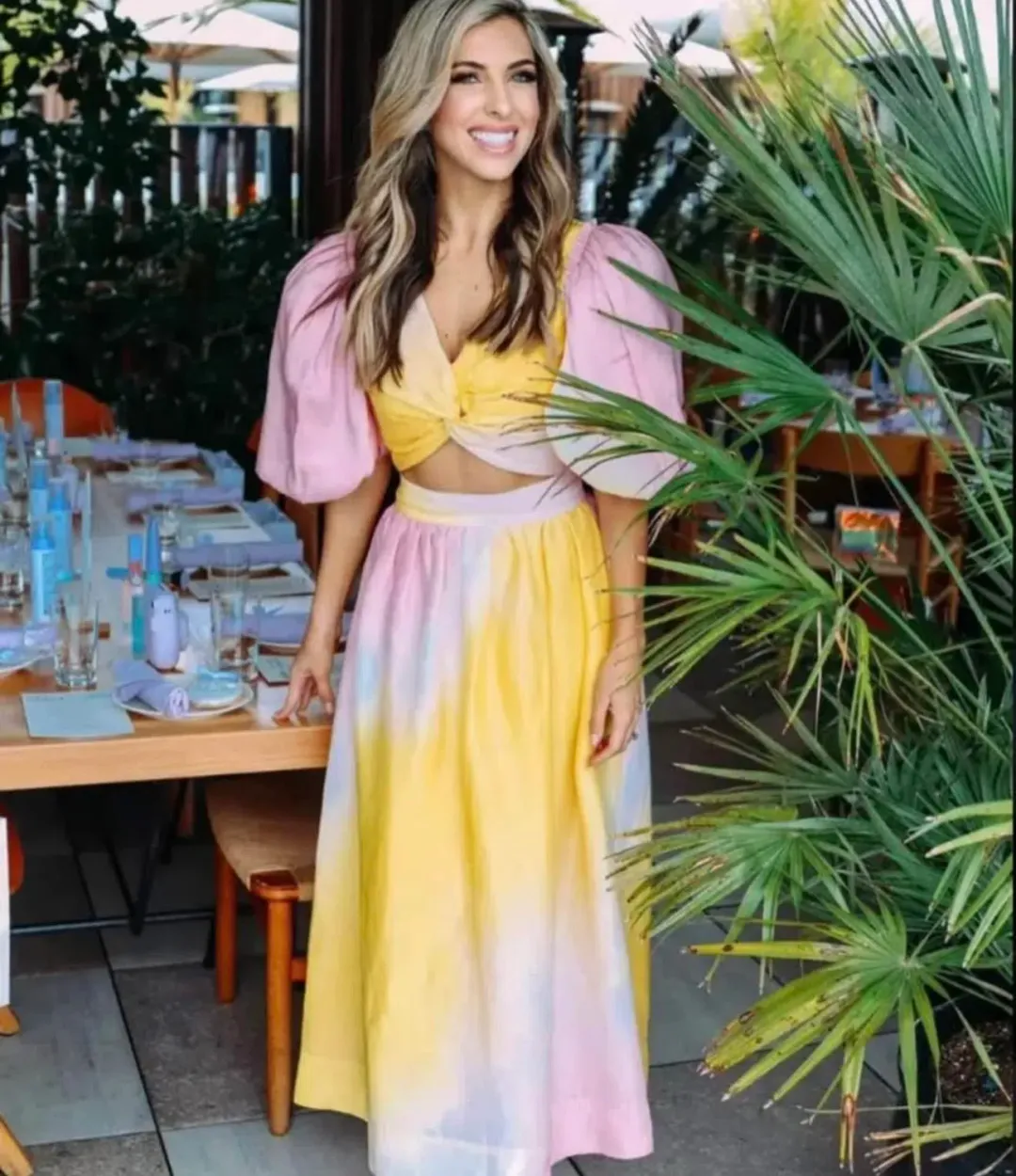 Aje Cloud Burst Puff Sleeve Cropped Top & Midi Skirt AU 8 for rent on The Volte - main image