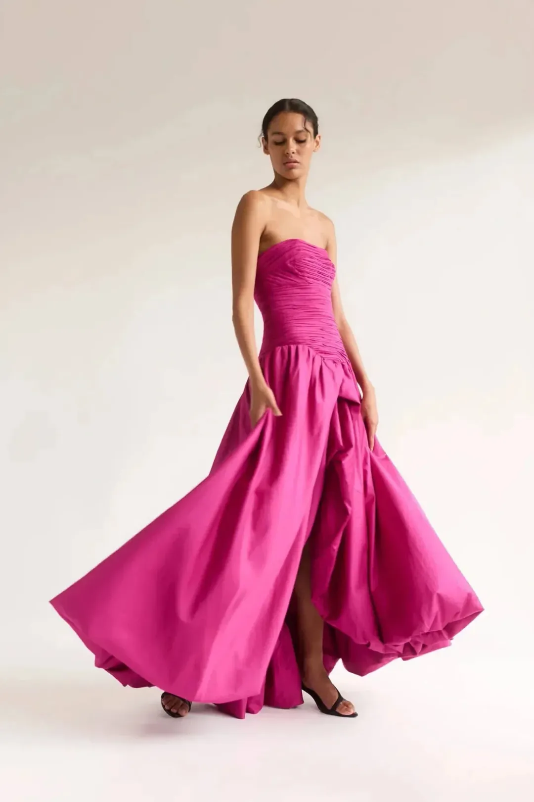 AJE Violette Bubble Hem Maxi Dress Deep Magenta Size AU 8 for rent on The Volte - main image