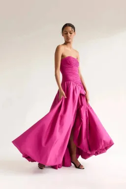 AJE Violette Bubble Hem Maxi Dress Deep Magenta Size AU 8 for rent on The Volte - image 2