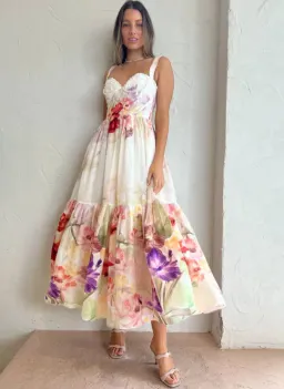 Leo Lin Rose Bustier Midi Dress Size 6 for rent on The Volte - image 1